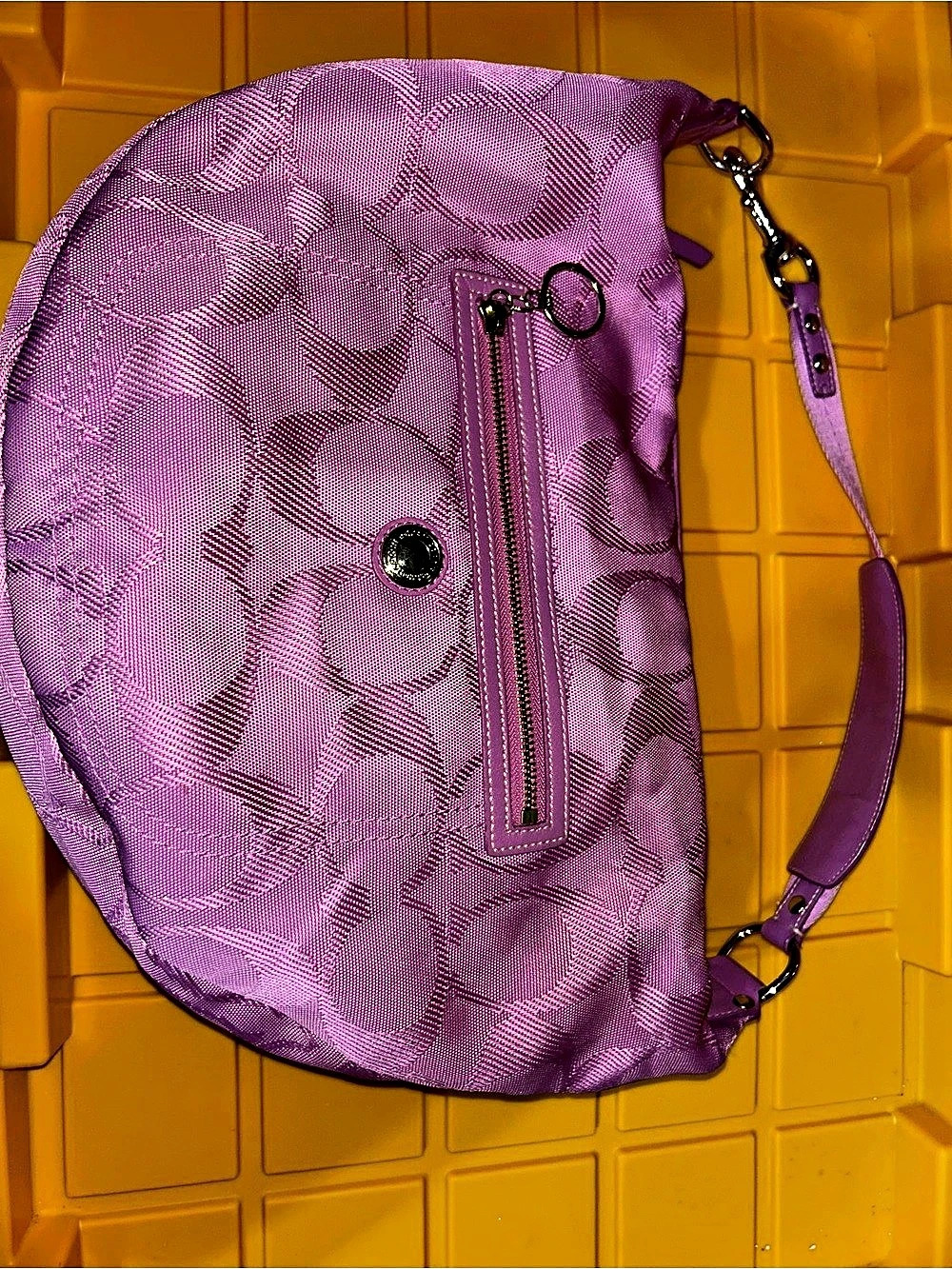 Coach Signature C Hobo Shoulder Bag Purple Geometric Shoulder Bag